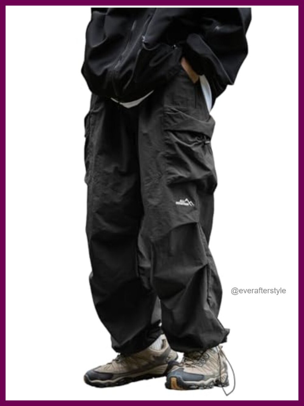 Men's Baggy Wide Leg Cargo Pants Quick Dry Elastic Waist Hiking Work